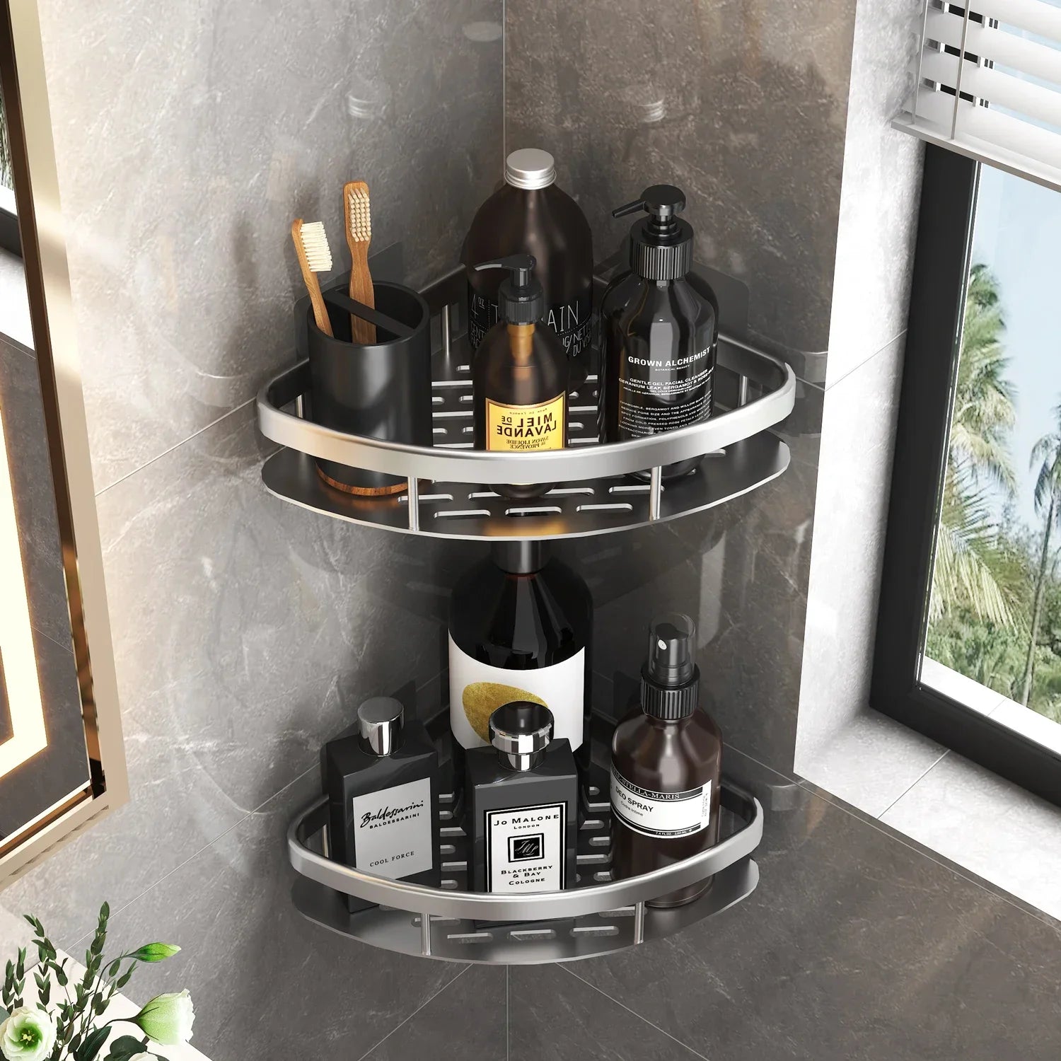 Virella Aluminum Adhesive Shower Shelf Collection