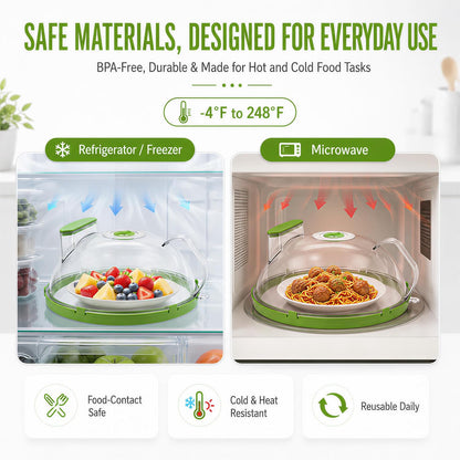 Microwave Splatter Cover with Steamer – Microwave Cover for Food with Handle, Clear Steam Microwave Cover, Splatter Guard for Microwave, Kitchen Essentials