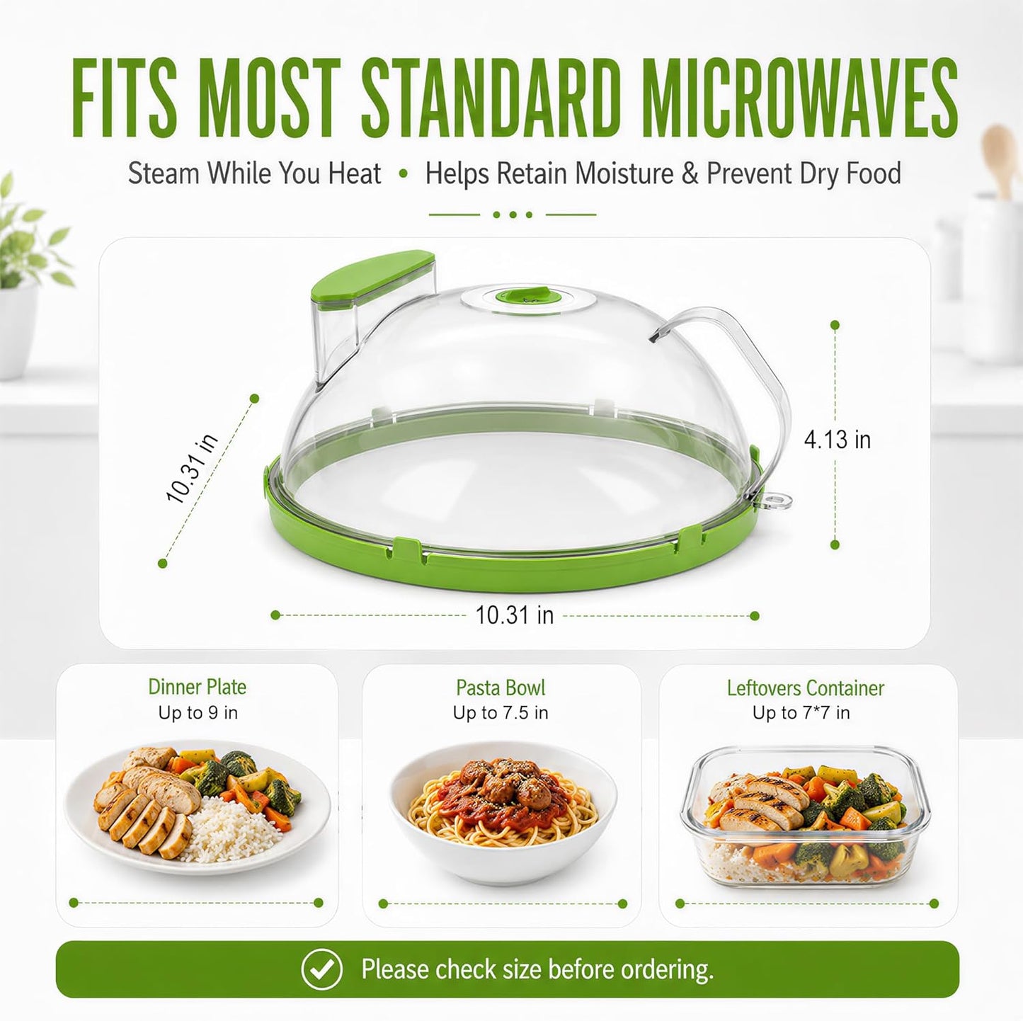 Microwave Splatter Cover with Steamer – Microwave Cover for Food with Handle, Clear Steam Microwave Cover, Splatter Guard for Microwave, Kitchen Essentials