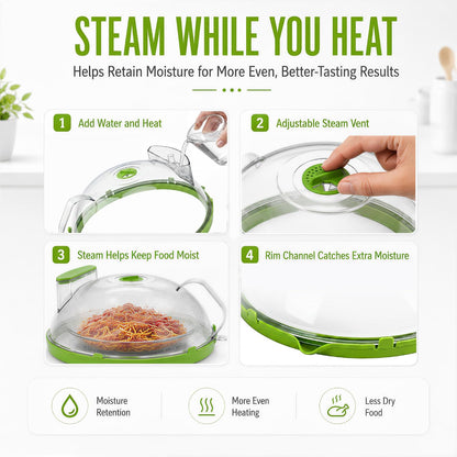 Microwave Splatter Cover with Steamer – Microwave Cover for Food with Handle, Clear Steam Microwave Cover, Splatter Guard for Microwave, Kitchen Essentials