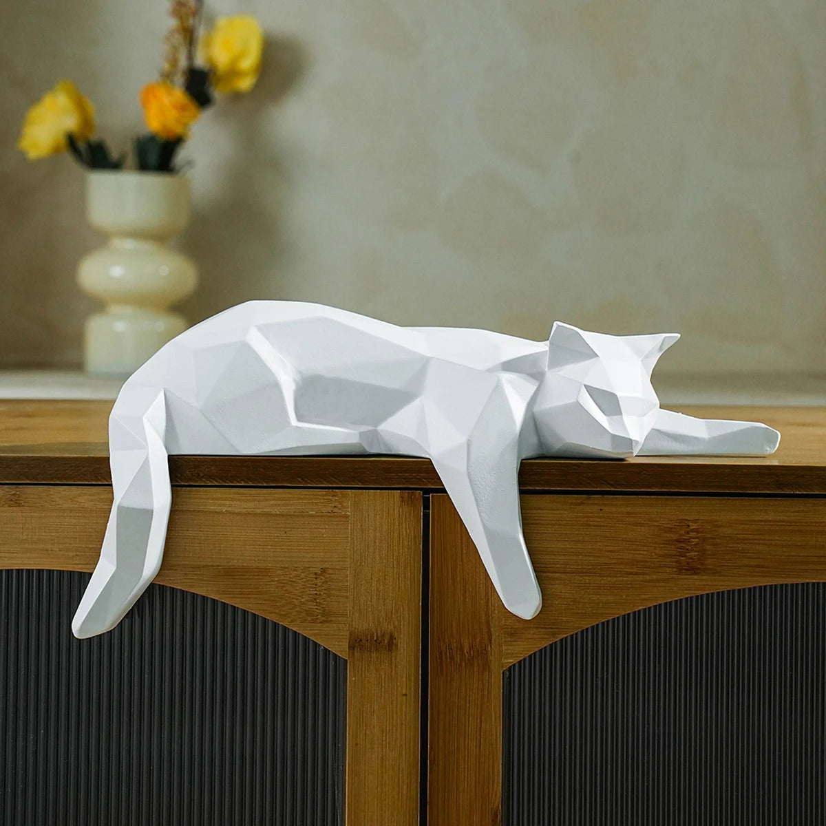 Viella Geometric Lying Cat Statue