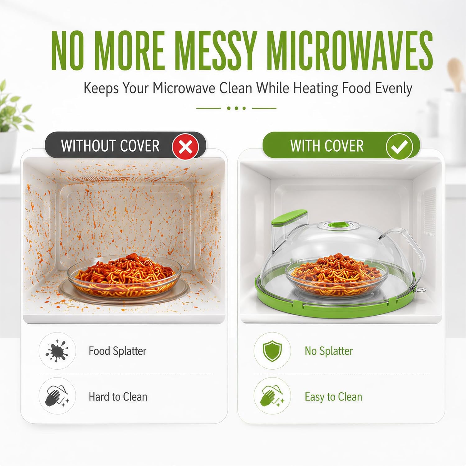 Microwave Splatter Cover with Steamer – Microwave Cover for Food with Handle, Clear Steam Microwave Cover, Splatter Guard for Microwave, Kitchen Essentials