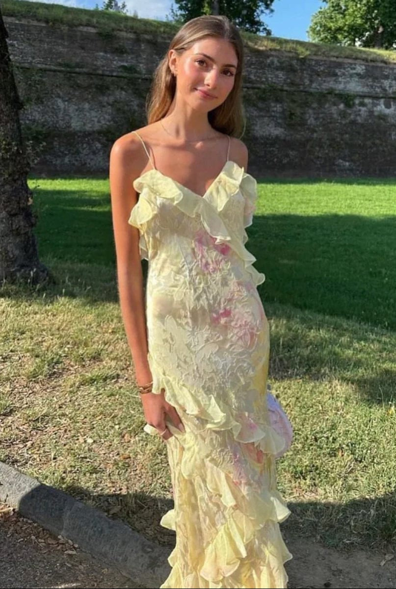 Rosalie Ruffle Chiffon Maxi Dress