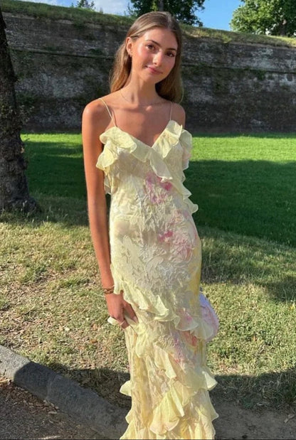 Rosalie Ruffle Chiffon Maxi Dress