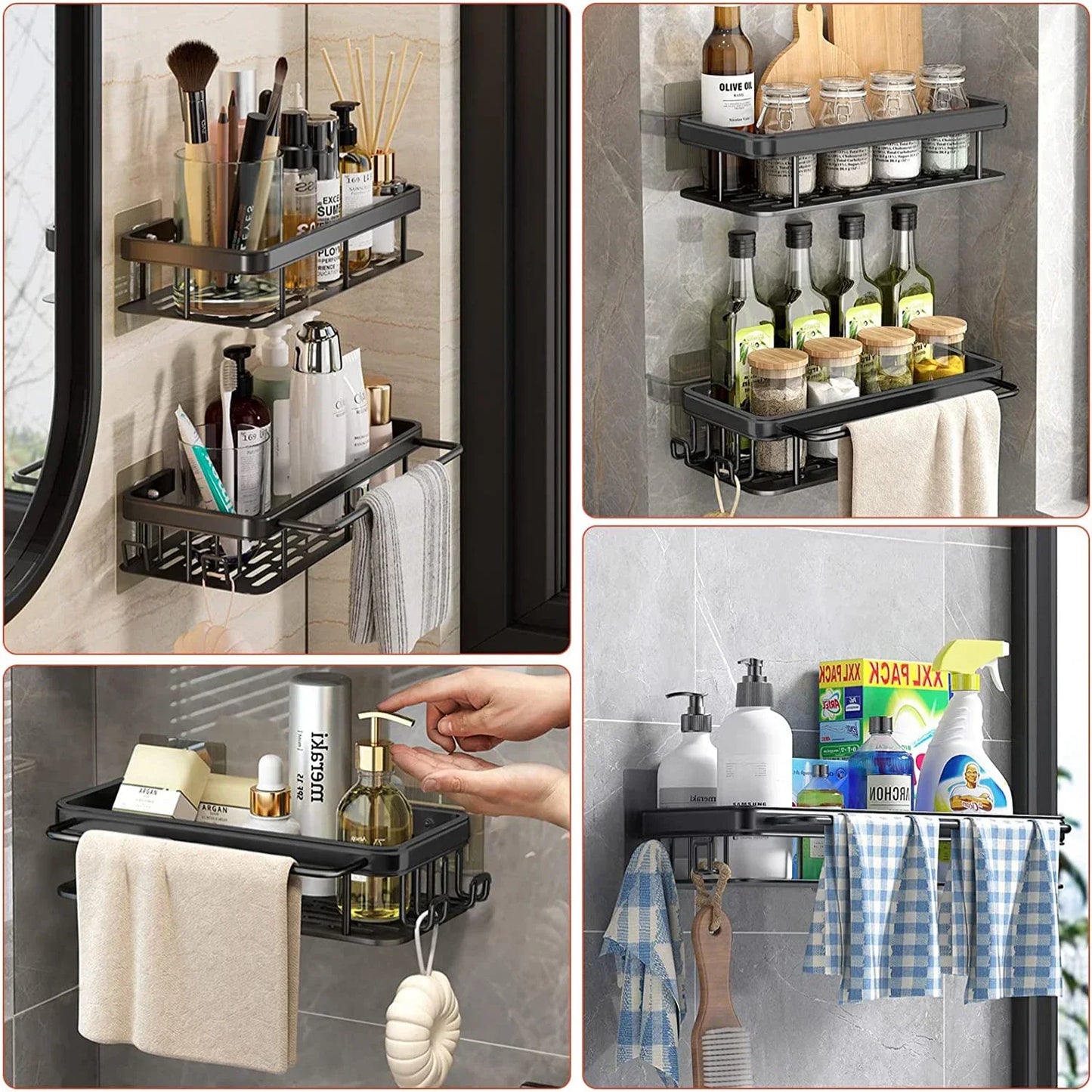 Virella Aluminum Adhesive Shower Shelf Collection