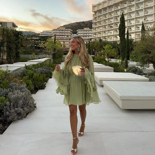 Élodie Chiffon Ruffle Mini Dress