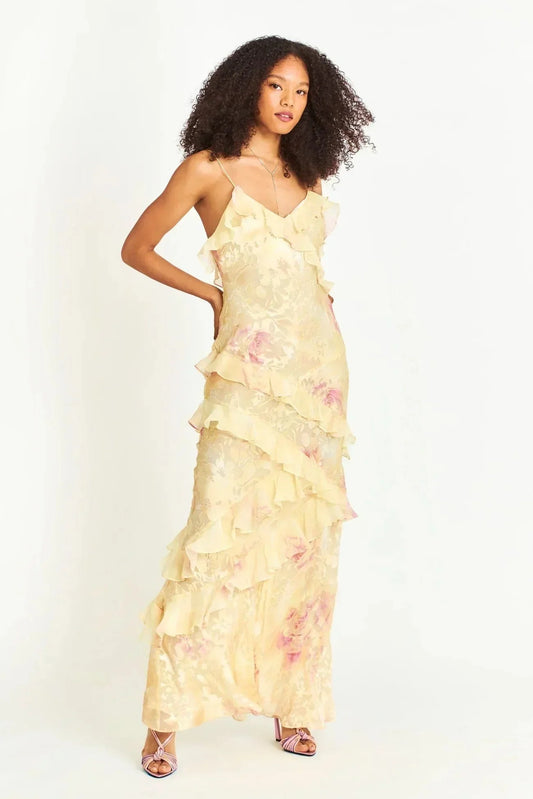 Rosalie Ruffle Chiffon Maxi Dress