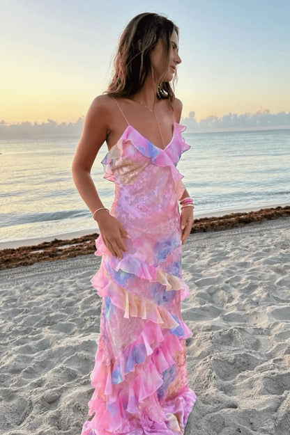 Rosalie Ruffle Chiffon Maxi Dress
