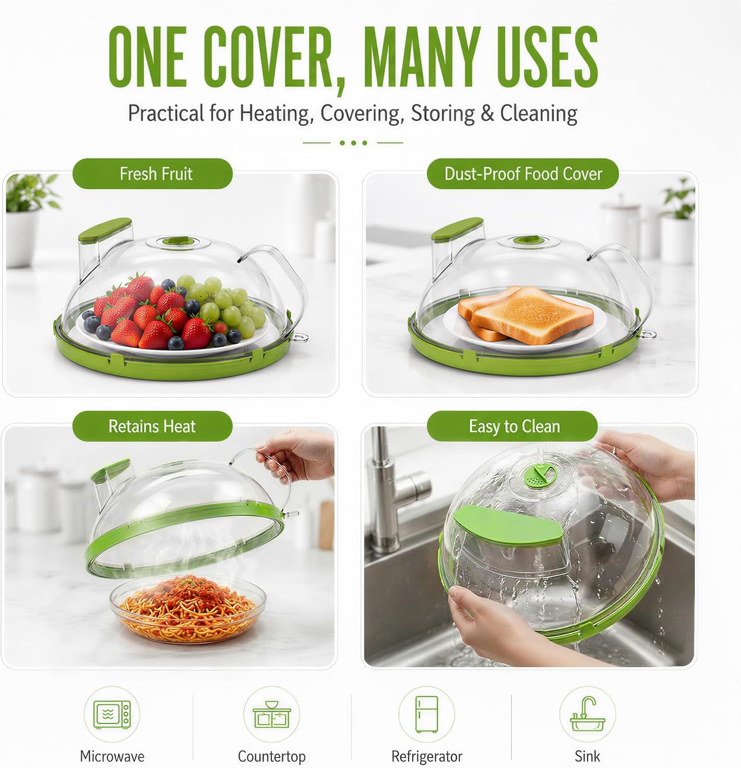 Microwave Splatter Cover with Steamer – Microwave Cover for Food with Handle, Clear Steam Microwave Cover, Splatter Guard for Microwave, Kitchen Essentials