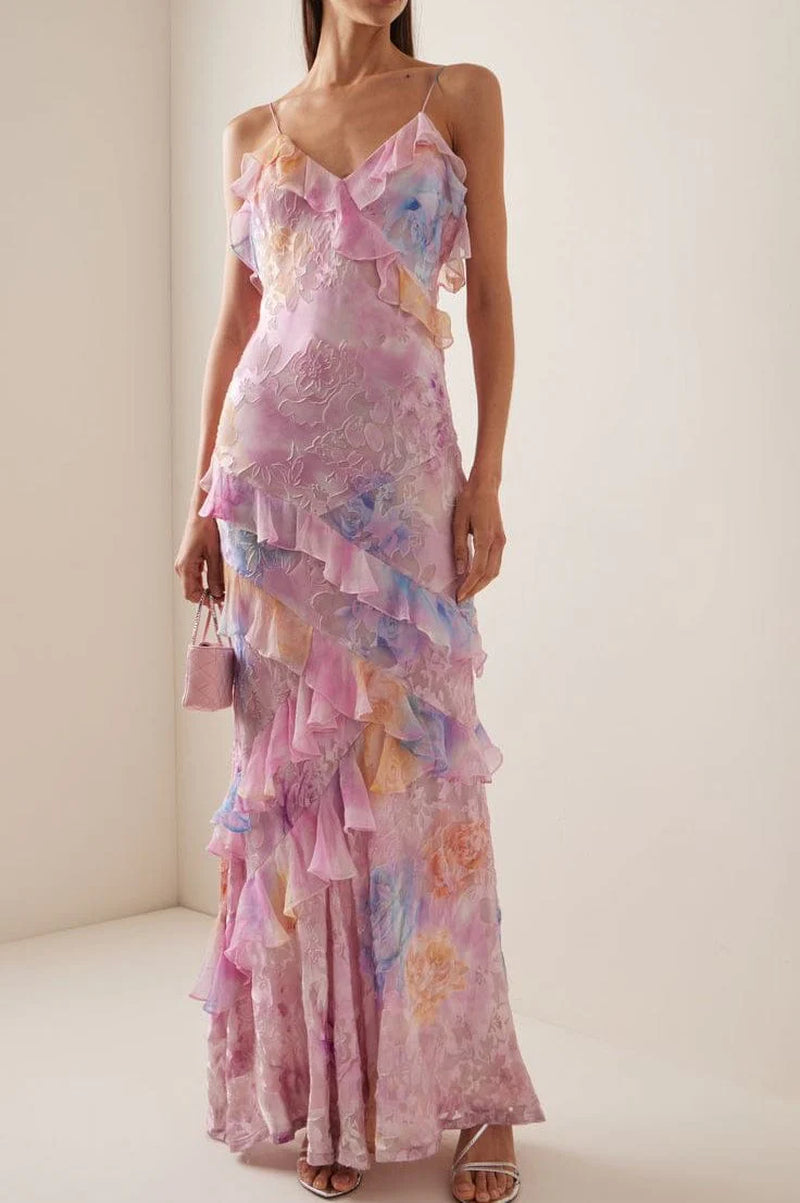Rosalie Ruffle Chiffon Maxi Dress