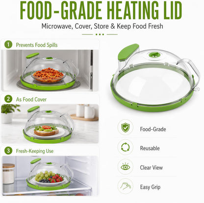Microwave Splatter Cover with Steamer – Microwave Cover for Food with Handle, Clear Steam Microwave Cover, Splatter Guard for Microwave, Kitchen Essentials