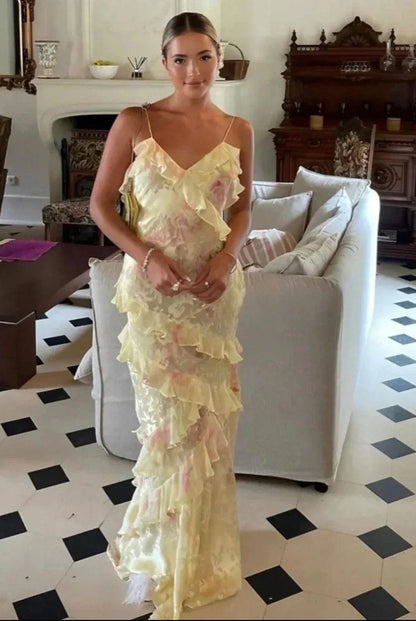 Rosalie Ruffle Chiffon Maxi Dress