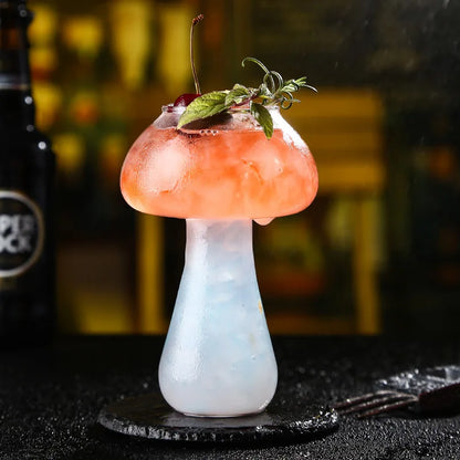 Mushroom Cocktail Glass Cup with Straw for Drinks Beer Creative Clear Wine Glasses Coffee Cups Drinkware Bar Tool